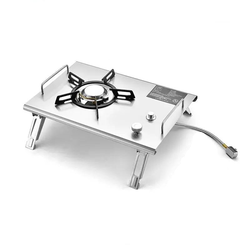 Outdoor Camping Folding Multifunctional IGT Wood Table Gas Stove Portable Lightweight Camp BBQ Grill Table Picnic Table