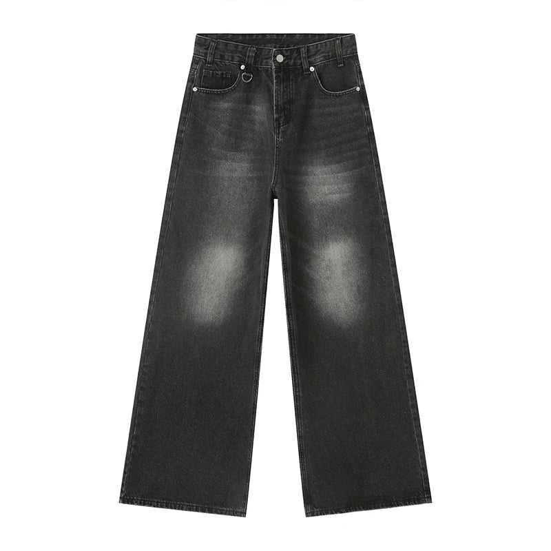 Men'S Vintage Jeans Fashion Washed Street Casual Wide Leg Denim Pants Summer Distressed Loose Male Versatile Trousers 9C354