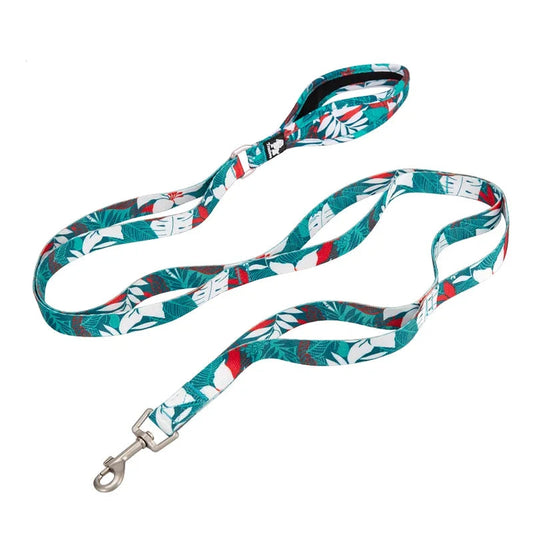 Pet Leash with Floral Pattern Polyester Multi-Postion Handle Soft and Comfortable Durable TLL3112