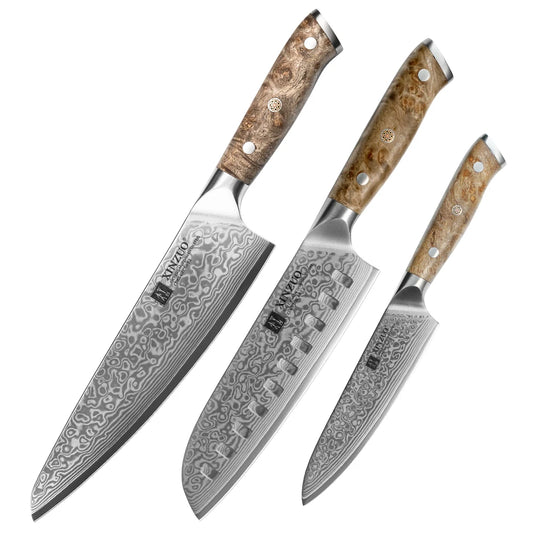 1-3 Piece 67 Layers Damascus Super Steel Kitchen Knife 10Cr15Comov Core Steel Suitable for Cutting Meat/Vegetables/Fruits