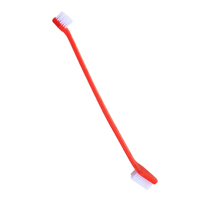 100Pcs Dog Toothbrush Double Headed Long Handle Dog Pet Toothbrush for Dogs Cat Puppy Teeth