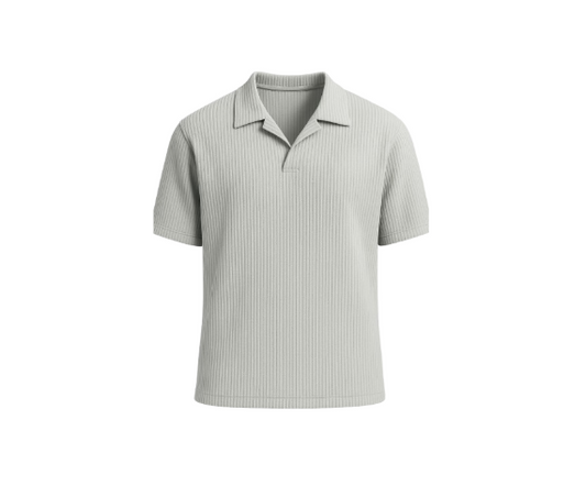Miyake Pleated Men's Short-Sleeve Polo Shirt – Casual & Breathable