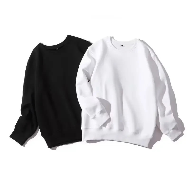 Spring Autumn Men'S Long Sleeve Casual Loose-Fit round Neck Solid Color Versatile Top Hong Kong Style Sweatshirt Korean Version