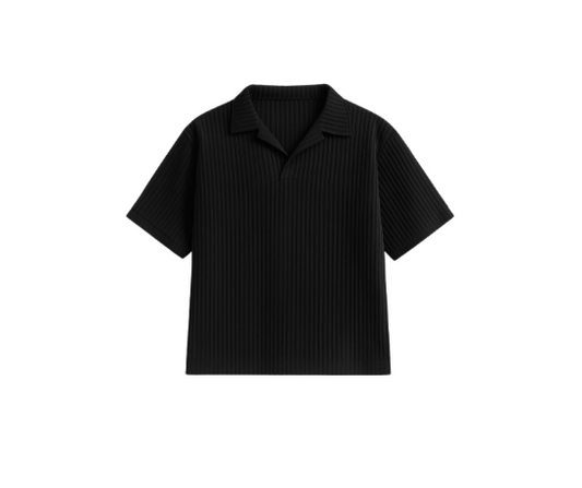 Miyake Pleated Men's Short-Sleeve Polo Shirt – Casual & Breathable