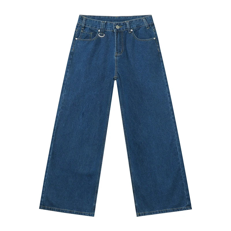 Men'S Vintage Jeans Fashion Washed Street Casual Wide Leg Denim Pants Summer Distressed Loose Male Versatile Trousers 9C354