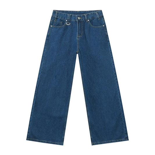 Men'S Vintage Jeans Fashion Washed Street Casual Wide Leg Denim Pants Summer Distressed Loose Male Versatile Trousers 9C354